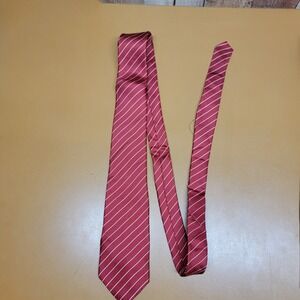 Tattersall Red White Stripe Silk Necktie Men Business Formal